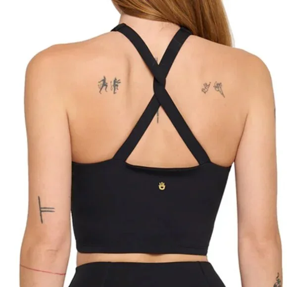 Spiritual Gangster Black Jules Cross Neck Crop Tank - Picture 2 of 6